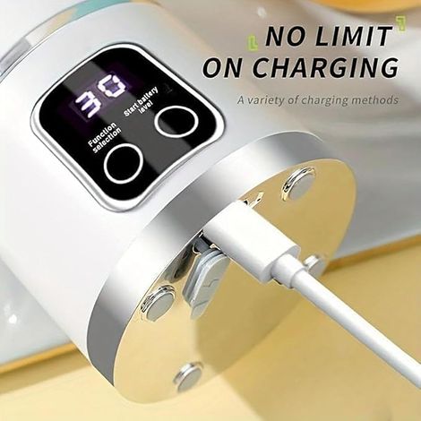 Multifunktionaler digitaler Mixer/Entsafter, LED-Display, tragbar, kabellos, USB-C-Ladeanschluss, auslaufsicherer Deckel, 450 ml Fassungsvermögen, Digitalanzeige, ideal für Smoothies, Säfte und Eiscru