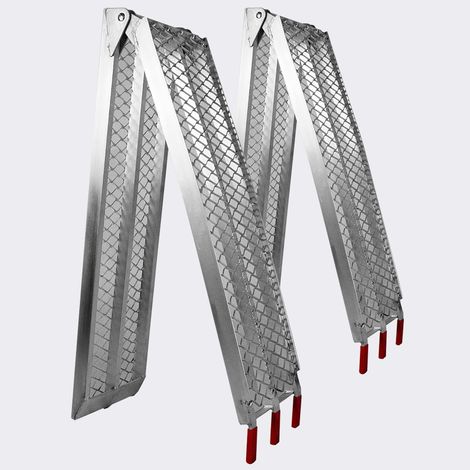 Lot de 2 rampes de chargement multi-usage pliante aluminium rail collision 226 cm jusqu'a 680 kg