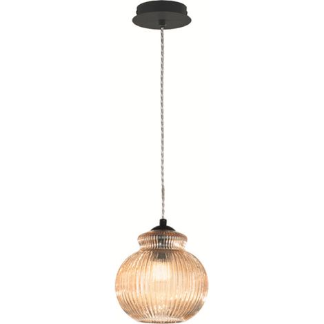 Lampada sospensione D18 cm in vetro soffiato Ambra - MADAGASCAR Mod1 (1/2)