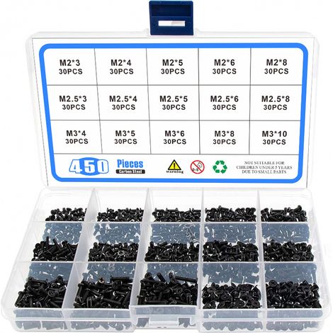 450-teiliges Kreuz-Flachkopf-Senkkopfschrauben-Set, Senkkopfschrauben-Box, Schrauben-Set, für Laptop