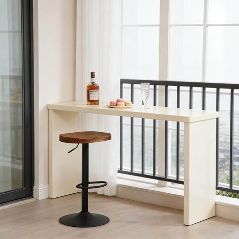 Tabouret de bar pivotant réglable en bois brun OKMYHOME (1/4)