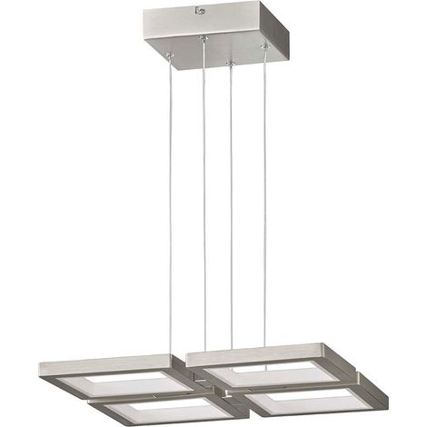 Lampada a sospensione a LED lampada a sospensione plafoniera a LED, dimmerabile, regolabile in altezza, nichel opaco, 1x LED 45 watt 4300 lm bianco caldo, H 150 cm, WOFI 6531.04.64.8000 (1/5)