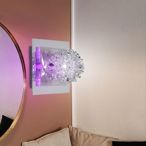 Lampada da parete cromata lampada da parete treccia sferica lampada da soggiorno lampada da corridoio, acciaio spazzolato, LED decorativo viola, 1x attacco G4, LxL 17x17 cm