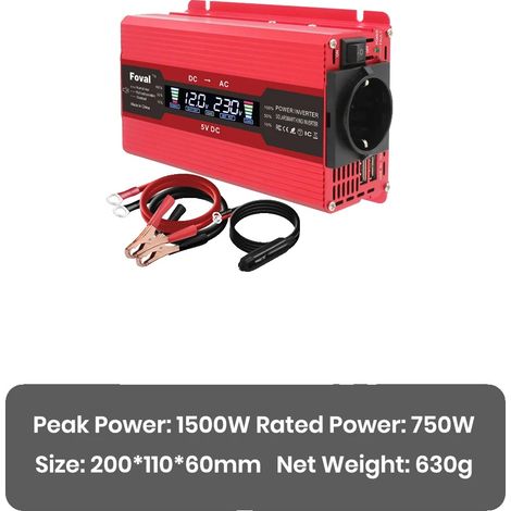 USV, robuste Sicherheitsfunktionen, kompaktes Design, 1500 W, 12 V, rot (1/2)