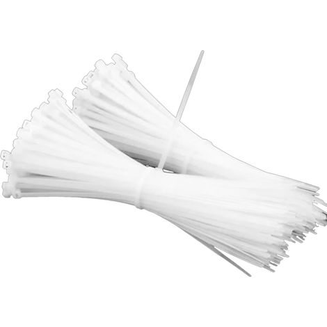 1000 Stück Kabelbinder PA66 Nylon, selbstverriegelnd, starke Haltekraft, robuste Kabelbinder, weiß (1/5)