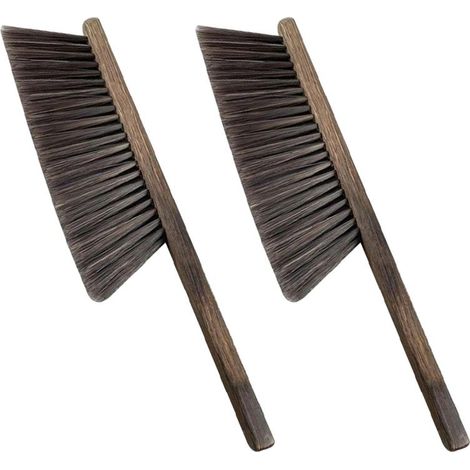 Filiyano-Lot de 2 brosses à établi en bois, brosse de cheminée, brosse à poils souples en crin de cheval, manche long en bois, brosse à poussière pour (1/5)