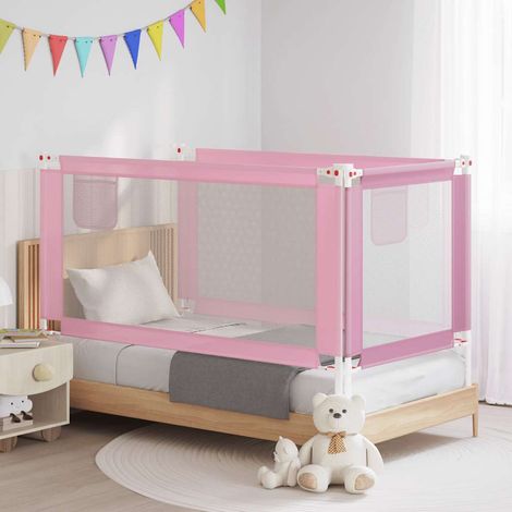 Barrière de lit pour enfant, rose, 160 x 25 cm, en tissu
