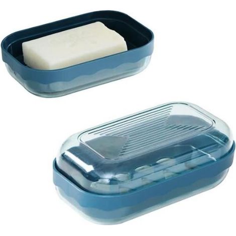 (Dunkelblaue) Seifenschale – Tragbar – Wasserdicht – Einzigartiges Design – Schnell ablaufendes Wasser – Ideal für Reisen (1/4)