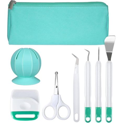 Kit outils désherbage vinyle, acier inoxydable, poignée caoutchouc, pour jardin, clôture (1/5)