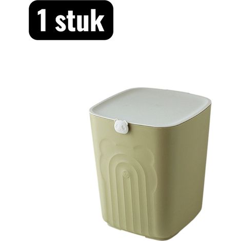 Mini poubelle de bureau avec couvercle compacte pour chevet salon bureau et table basse avec design créatif couleur verte (1/5)