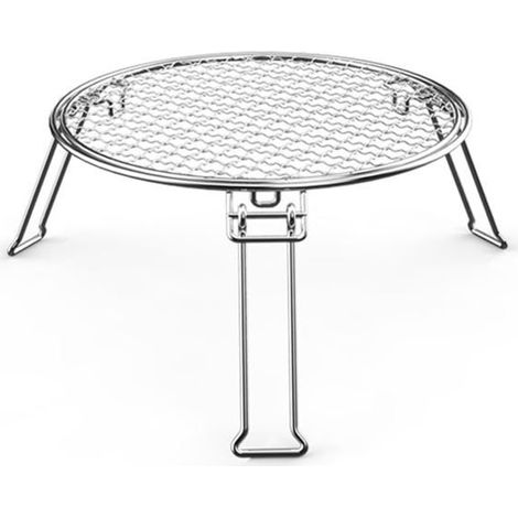 Gril pliable en acier inoxydable, idéal pour toutes vos préparations culinaires en pleine nature. Diamètre : 34 cm (1/5)