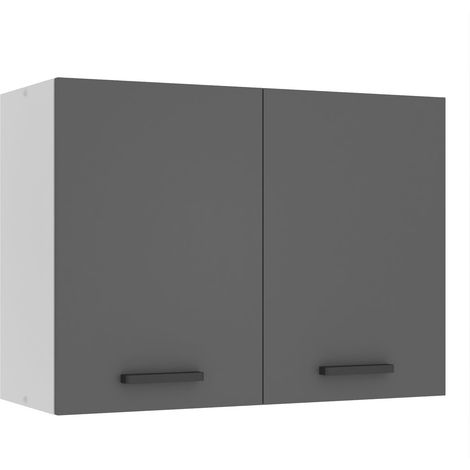 BELINI Meuble Haut Cuisine SG80 I Meubles de Cuisine - Mural, Rangements, 2 Portes I Taille: 29,6 x 80 x 58 cm I Armoire Murale avec Poignée en Métal I Couleur: Argent Mat