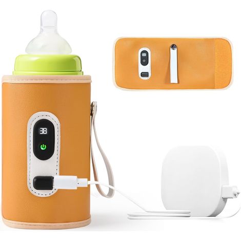 Scaldabiberon Portatile, Scaldabiberon Elettrico, Scaldabiberon Auto Temperatura Regolabile, USB Termica Borsa per Biberon da Viaggio Mantenere Temperatura di Latte e Pappe Neonato (1/5)