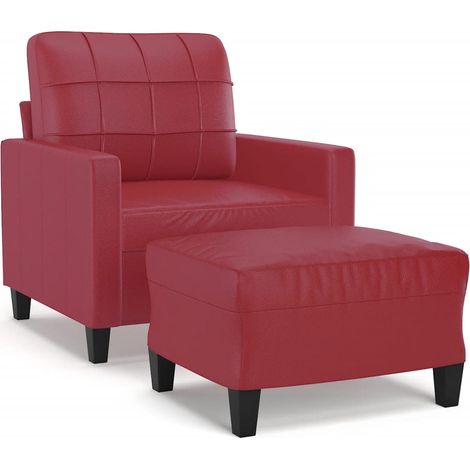 Maison Exclusive - Sessel mit Hocker Weinrot 60 cm Kunstleder