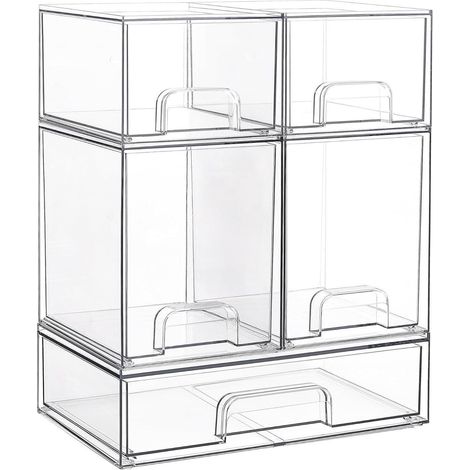 Schubladenboxen Transparent 5 Pack Breit 1 Hoch 2 Medium 2 (1/5)