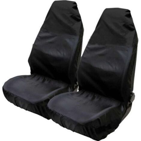 Housses de protection universelles imperméables en nylon pour sièges avant de voiture, 75 x 55 x 55 cm (lot de 2), noires (1/3)