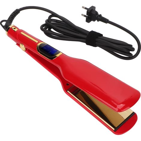 Lisseur professionnel avec permanente ionique, outil de lissage de qualité salon, grand format rouge standard européen, 100-240V. (1/5)