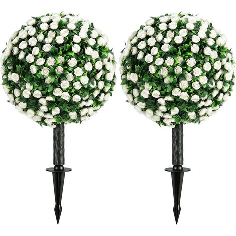 Boules de roses artificielles pliable blanches pour salon artificielles, résistantes utilisation extérieure, rosiers, (1/5)
