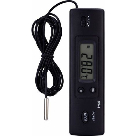 Thermomètre Compteur De Température Numérique à Cristaux Liquides LCD Mesure De L'humidité Capteur De Sonde Cablé pour Réfrigérateur Aquarium Climatiseur (1/5)