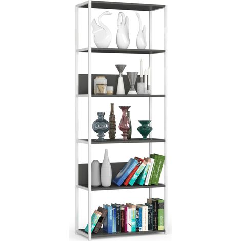 Étagère murale industrielle AKORD Blanche - Grise 70 cm 6 étagères 70x32x192 cm (1/5)