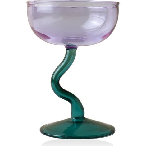 Set de 6 cupe pentru desert, QttvbTna, Sticla, Verde/Transparent, 13.8x9.3cm, 240ml (1/3)