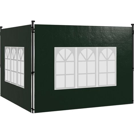 Walls lateral for tents 3x3m and 3x6m, set of 2 walls of gazebo with windows, 293x193cm, green fonce (1/5)