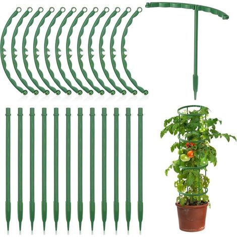 Climbing Plant Support, 12 Pieces, Half-Round, Green, Adjustable Height, Plant Supports for Tomatoes, Monstera, and Climbing Plants, 14 x 14 cm (1/5)