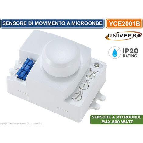 UNIVERSO YCE2001B SENSORE DI MOVIMENTO A MICROONDE PER LAMPADE LED MAX 800W IP20 (1/3)