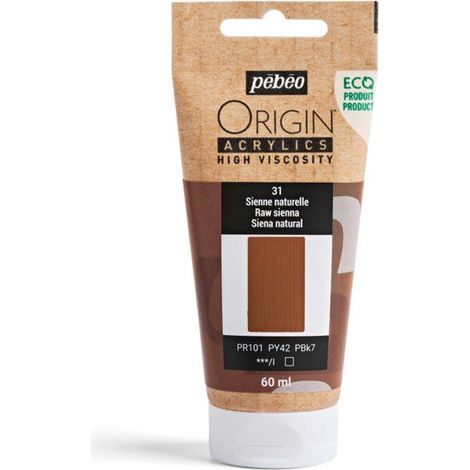 Peinture acrylique - Sienne naturelle - 31 - Haute viscosité - Pébéo - Origin acrylics - 60ml (1/2)