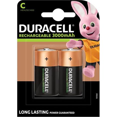 Duracell C Cell 3000mAh Rechargeable Batteries - Pack of 2