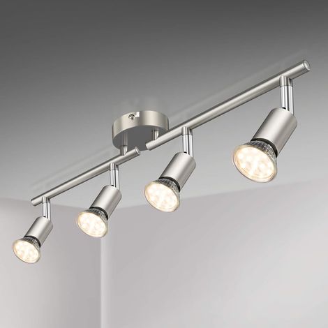 MINKUROW Lámpara De Techo Led Giratoria, Foco De Techo Led De 4 Llamas, Foco De Techo Moderno (Cromado Blanco) Para Cocina, Sala De Estar, Dormitorio, Con 4 Luces Led Gu10 De 3,5 W (380 Lm, Blanco) (1/5)