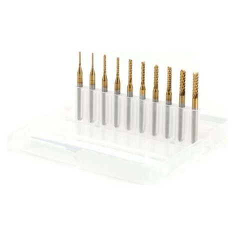 10pcs Fraise en Bout en Carbure Cémenté À Gravure Bits Sculpture Perceuse Outils Endated Mill 1-3mm (1/4)