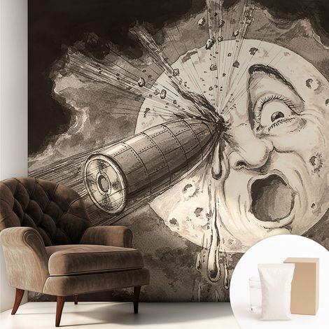 Tapete Vliestapete mit Kleber modern Wohnzimmer - Wanddeko Schlafzimmer - Tapete mit Motiv Kosmische Kollision 250x250 cm (1/5)