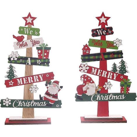 Décorations de Noël en bois pour table, idéales pour un projet de bricolage ou un cadeau.