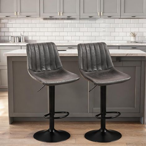 Tabourets de bar réglables avec repose-pieds métal et microfibre (1/5)