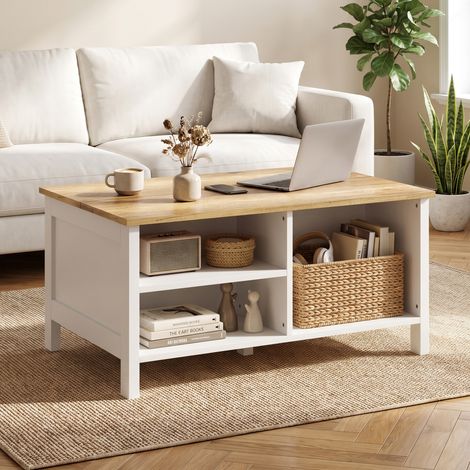 Coffre de rangement avec couvercle amovible, 80 x 60 x 40 cm, effet bois naturel (1/5)