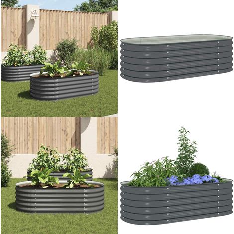 Garten-Hochbeet 160x80x44 cm Verzinkter Stahl Grau - Gartenhochbeet - Stahleinsatz - Balkonbepflanzung - Terrasse Bepflanzung - Gemüsegarten - Home & Living (1/5)