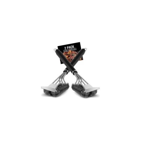 Set di 2 spazzole per barbecue Weber con raschietto, spazzola in acciaio inox - Crezuo