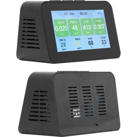 Moniteur de qualité de l'air multifonctionnel, écran LCD 4,3 pouces, testeur de dioxyde de carbone PM2.5 PM1.0 PM10, température et humidité (1/5)