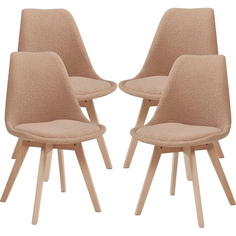 Set di 4 sedie da pranzo 82 x 49 x 54 cm design moderno e robusto con passanti tortora 030009824