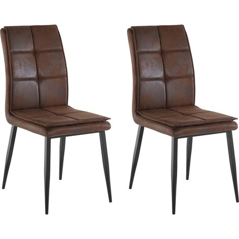Lima-Chaise en microfibre marron métal paquet de 2 (1/5)