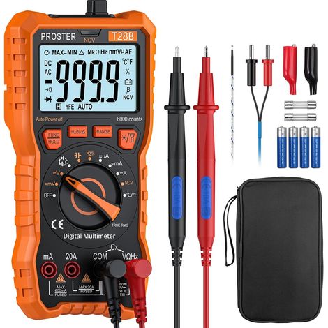 Multimètre Automatique 6000 Comptes TRMS 1000V 20A - Testeur Électrique NCV Numérique Magnétique avec Température Capacité Fréquence, Multimetre pour Électricien Bricolage Maison (1/5)