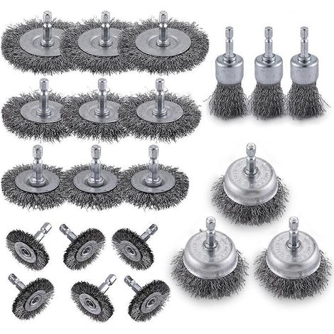 Brosse métallique pour perceuse, brosse métallique abrasive pour perceuse à tête hexagonale 1/4 pouce, brosse métallique à godet pour perceuse, Dr (1/4)