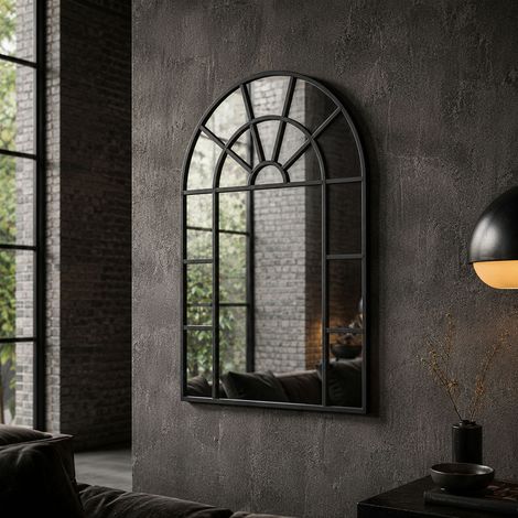 Miroir - HOME DECO FACTORY - Bordé de Métal - Noir (1/4)