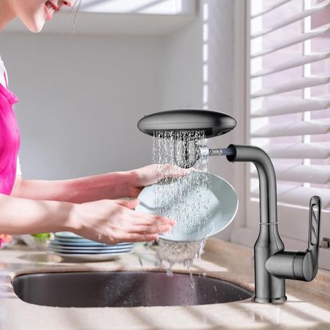 Robinet de salle de bain à poignée unique avec 4 jets – Idéal pour la maison et le camping-car (1/4)