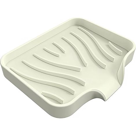 Boîte à Savon en Silicone avec Drain - Couleur crème - Antidérapant - avec égouttoir - pour Salle de Bain, Cuisine, Douche - Beige (1/5)