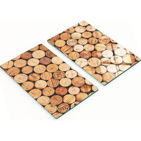 Tablas de cortar de cristal para cocina con corchos de vino gr谩ficos 2x30x52 cm