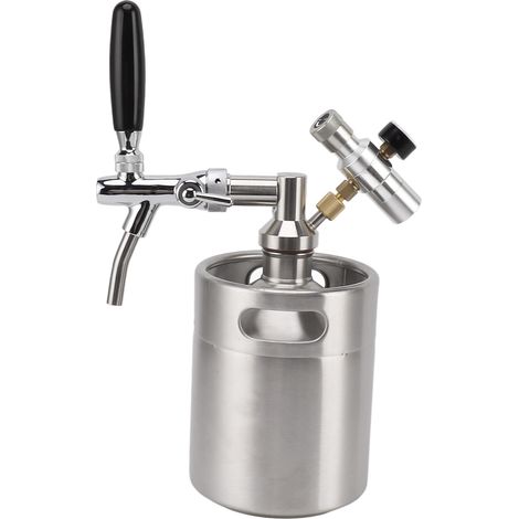 Fût Mini Acier Inoxydable 2L Système Distributeur Bière Manomètre 60PSI Valve Réglable Durable pour Amateur (1/5)