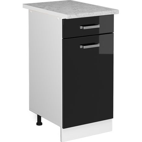 Mobiletto base per cucina R-Line, Nero lucido, 40 cm , PL Marmo, Vicco