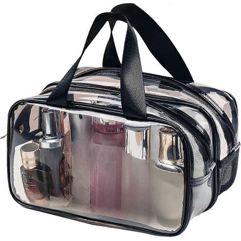 Trousse de toilette de voyage imperméable en plastique transparent, trousse de maquillage avec fermeture éclair, accessoires de voyage, trousse de maquillage portable (1/5)